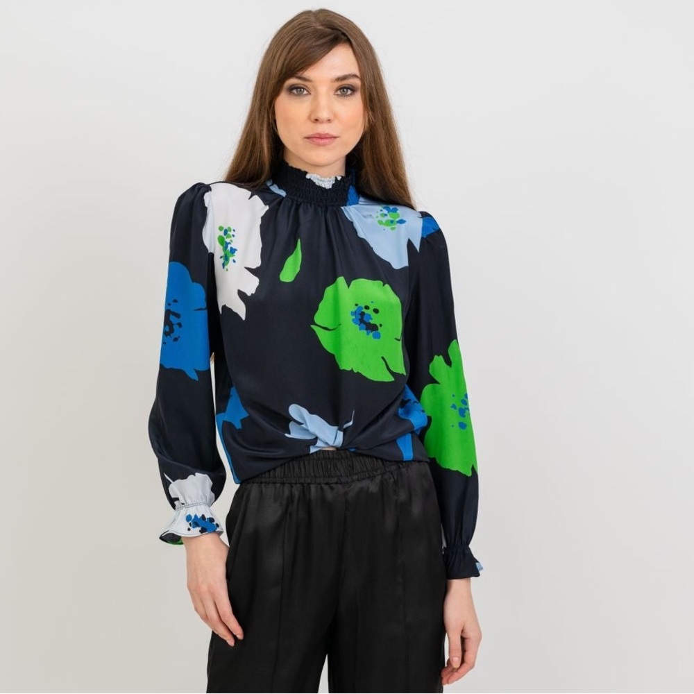 Tucker NYC - Stella Top | Maxi Poppies in Blue and Green